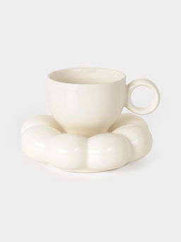 Чайная пара «Облако», 2 предмета: блюдце 14×3 см, чашка 220 мл, 12×8.5×7 см, керамика, белая