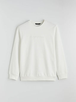 Bisiklet Yaka Bask?l? Erkek Sweatshirt