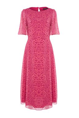 Fusya Animal Desenli A Kesim Melek Kol Astarl? Sifon Ucus Ucus Dokuma Midi Elbise TWOSS23EL01372