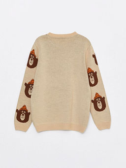 Bisiklet Yaka Desenli Uzun Kollu Erkek ?ocuk Triko Kazak - Waikiki фото 2