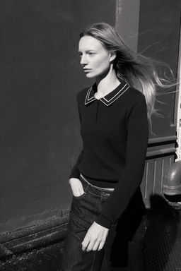 KNIT POLO SHIRT WITH CONTRAST TRIMS - Zara фото 7