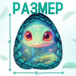 Мягкая игрушка-подушка Яйцо-змея, зелёная, 16 см - POMPOSHKI фото 2