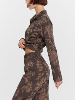 Пижама женская коричневая с принтом Змеи - Mark formelle фото 9