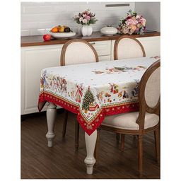 СКАТЕРТЬ С НОВЫМ ГОДОМ 140Х180СМ ,КРАСНЫЙ, 100