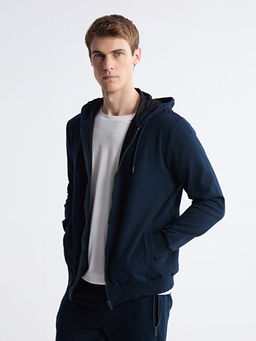 Kap??onlu Basic Erkek Fermuarl? Sweatshirt