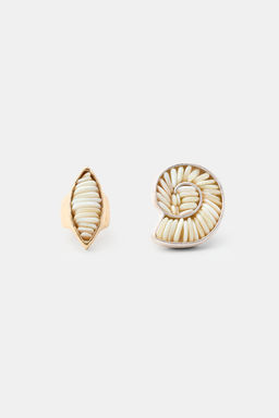 PACK 2 MAXI ANILLOS OVALADO CONCHA / Crudo - Zara фото 2