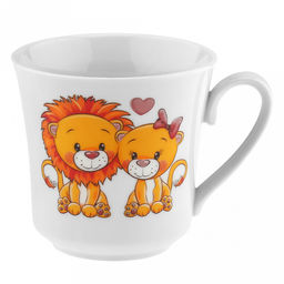 Кружка фарфоровая "Львята" 250мл, д8,5см, h9см, форма "Рассвет" (Россия)