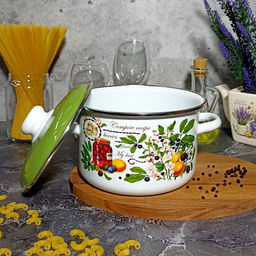 Кастрюля 4,0л цил. Вкусный компот 6RD201М белосн. - Стальэмаль фото 4