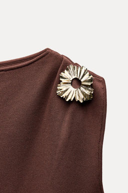 KNIT MIDI DRESS WITH GOLD APPLIQUE - Zara фото 5