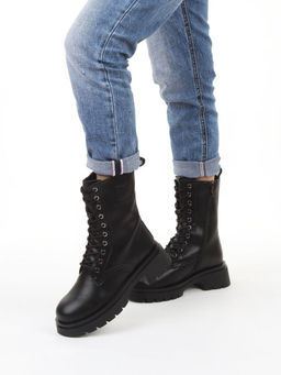 04-PAX86-1Z BLACK Ботинки зимние женские (натуральная кожа, 100% шерсть)