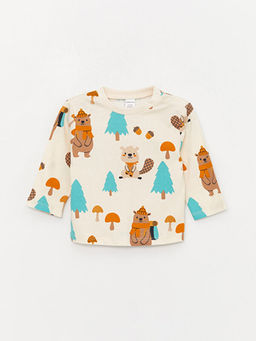 Bisiklet Yaka Uzun Kollu Bask?l? Erkek Bebek Ti??rt ve Salopet Tak?m 2li - Waikiki фото 3