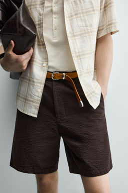 BERMUDA REGULAR FIT SEERSUCKER / Marr?n oscuro - Zara фото 5