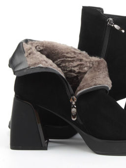04-M3-835 BLACK Ботильоны зимние женские (натуральная замша, натуральный мех)