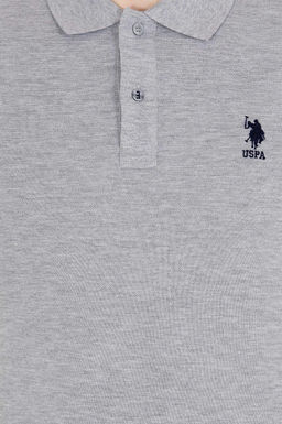 U. S. Polo Assn Мужская серая меланжевая базовая футболка с воротником-поло - U.s. polo assn фото 7