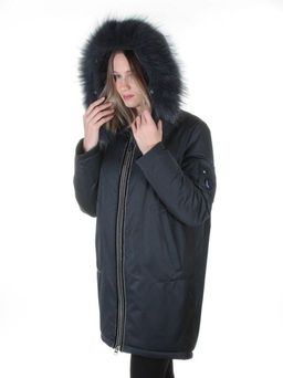 E-1961 DK. BLUE Пальто женское с мехом Evcanbady - Fashion фото 9