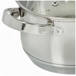 Кастрюля нерж СТАНДАРТ 2л со стекл крышкой мет/ручки матов 16см Daniks SD-16-2 (294419)  фото 8