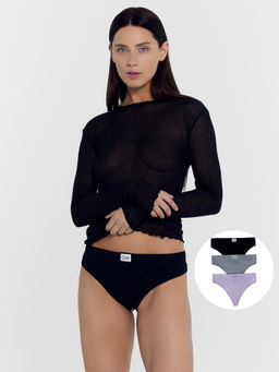 Трусы женские бразилиана мультипак (3 шт.) в сером цвете лунная скала 412492-3