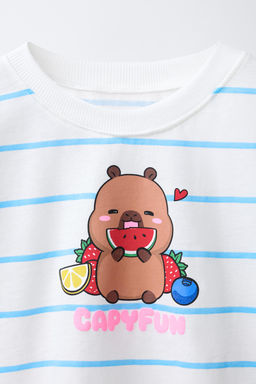 CAMISETA RAYAS CAPIBARA CAPYFUN  / Blanco - Zara фото 3