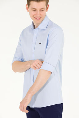 U. S. Polo Assn Мужская голубая базовая рубашка с длинным рукавом - U.s. polo assn фото 3
