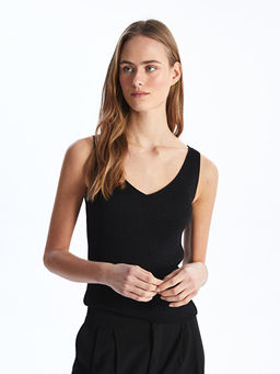 Kad?n V Yaka D?z Triko Atlet