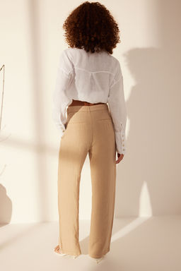 Gul Kurusu %100 Keten Pileli Yuksek Bel Wide Leg Pantolon TWOSS24JE00245 - Trendyolmilla фото 32