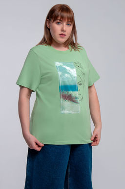 Арт. 31105 Футболка женская 50-58 (5 шт) Цвет:салатовый - Калинка фото 3