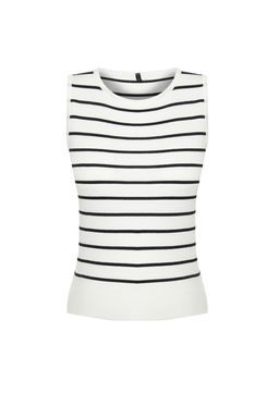 Trendyolmilla Ekru Premium Iplik/Ozel Iplik Cizgili Polo Yaka Triko Bluz TWOSS24BZ00387