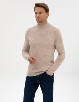 Bej Slim Fit Yar_m Bal_k__ Yaka Triko Kazak - Pierre cardin фото 3