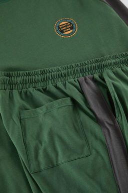 Erkek Yesil Reglan Kol Regular Fit Orme %100 Pamuk Pijama Tak?m? TMNAW25PT00004