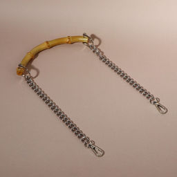 Ручка для сумки, бамбук, с цепочками и карабинами, 60 см, цвет серебряный