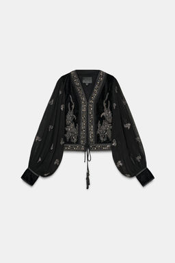 ZW COLLECTION LIMITED EDITION EMBROIDERED CROPPED JACKET - Zara фото 3