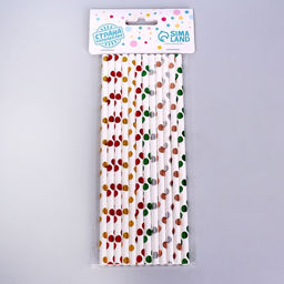 Трубочки для коктейля Горох, тиснение, набор 12 шт., цвета МИКС