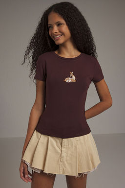 Trendyolmilla Antrasit Fitted/Vucuda Oturan Civciv Nak?sl? K?sa Kollu Esnek Orme Bluz TWOSS25BZ00462 фото 6