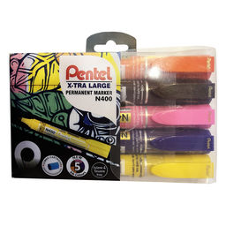 "Pentel" Набор перманентных маркеров X-TRA LARGE bullet point 5 цв. N450-5M