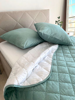 Комплект постельного белья с одеялом New Style КМ-004 мята-белый
