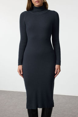 TRENDYOLMILLA Siyah Midi Triko Basic Bal?kc? Yaka Elbise TWOAW25EL00024  фото 4