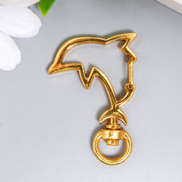 Цена за 5 шт. Карабин металл Дельфин золото 4,2х3,1 см - Simaland фото 3