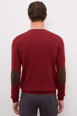 U. S. Polo Assn / Мужской бордовый красный трикотажный свитер с v-образным вырезом Basic - U.s. polo assn фото 3