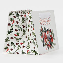 Пакет подарочный с широким дном Снегири, 20 14 13.2 см - Дарите счастье фото 11