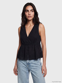 V Yaka Dantel Detayl? Peplum Bluz