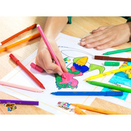 Фломастеры 12 цветов BIC Kids Visa, детские, смываемые, тонкое письмо