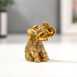 Набор фигурок полистоун «Золотые слоники, рисунки на попоне», 6 шт., 4.7×5.5×3 см