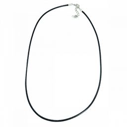 Шнурок для подвесок Черный из эко кожи тонкий с металлической застежкой и цепочкой 45см - Сандаловый дом фото 2