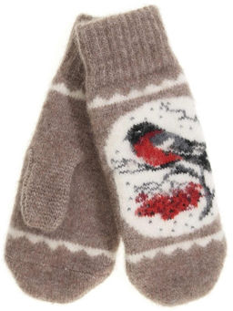 Варежки женские "Снегирь в рамке" КРУГ 3445-4