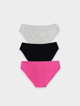 Цена за 2 штуки! Трусы женские слипы набор (3 шт.) в розово-сером и черном цвете - Mark formelle фото 9