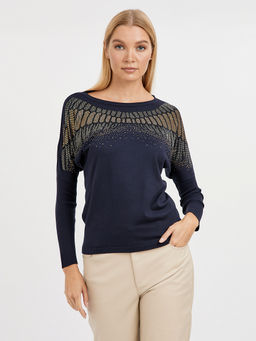 джемпер женский в синем цвете с добавлением страз - Glenfield фото 6