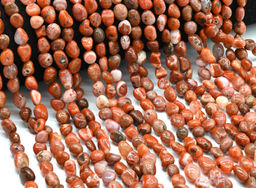 Бусины из агата огненного галтовка 6*9мм, 40см, 45 бусин Радуга камня
