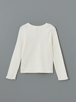 Bisiklet Yaka Ta? Bask?l? K?z ?ocuk Ti??rt - Waikiki фото 2