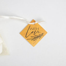 Цена за 10 шт. Мешочек подарочный органза бежевый «С любовью», с шильдиком, 7 х 9 см +/- 1.5 см