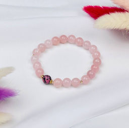 Браслет из мадагаскарского Розового кварца и Родонита 18 см